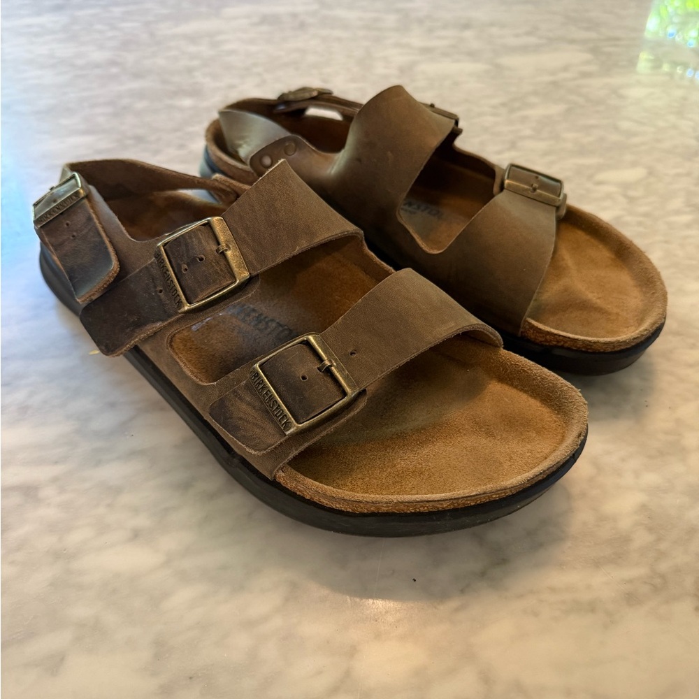 Birkenstock Milano Crosstown Men’s Backstrap Sandal - Faded Khaki Oiled Leather